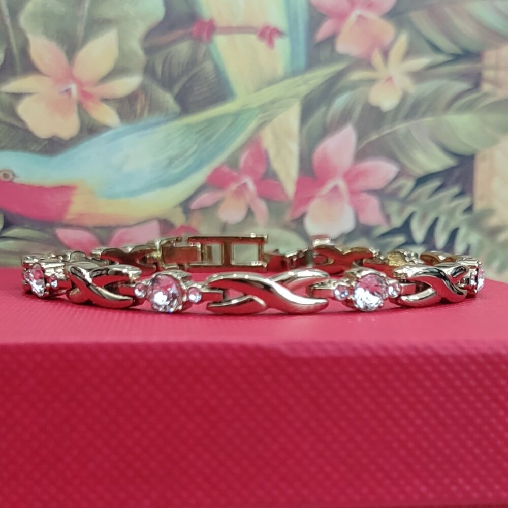 Vintage Anne Klein Gold & Swarovski Crystal Tennis Bracelet